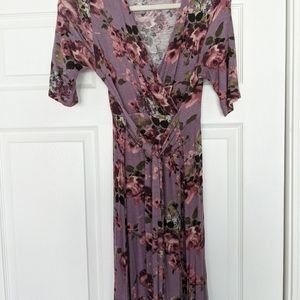 Purple floral maternity dress